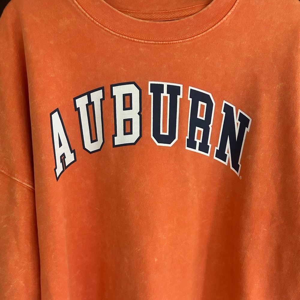 ZOOZATZ Auburn University Sweatshirt Orange Oversized Marbled Faded Baggy | XS - Picture 8 of 11